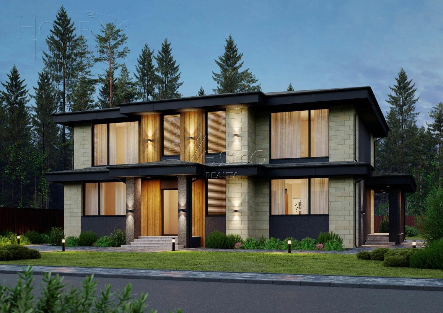 2-этажный коттедж 250 м² без отделки