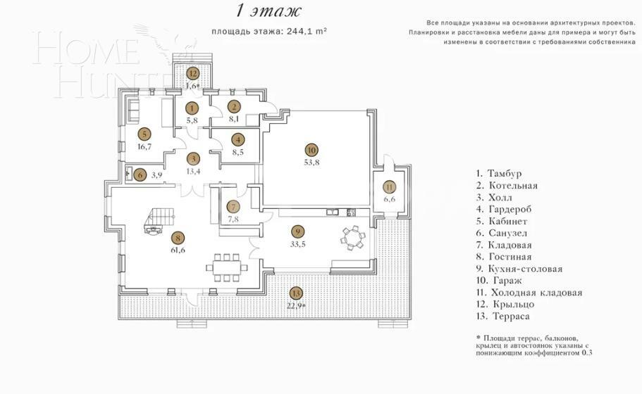2-этажный коттедж 372.4 м² без отделки