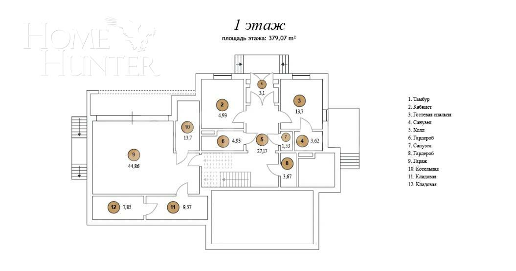 2-этажный коттедж 432.9 м² без отделки