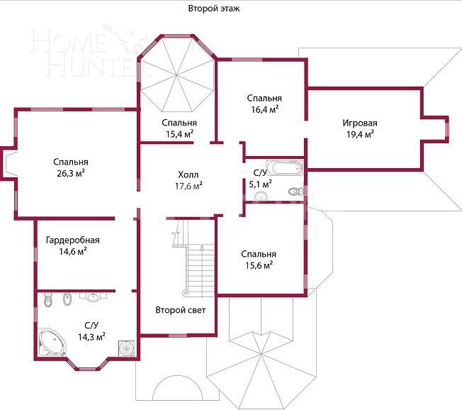 2-этажный коттедж 931 м² без отделки