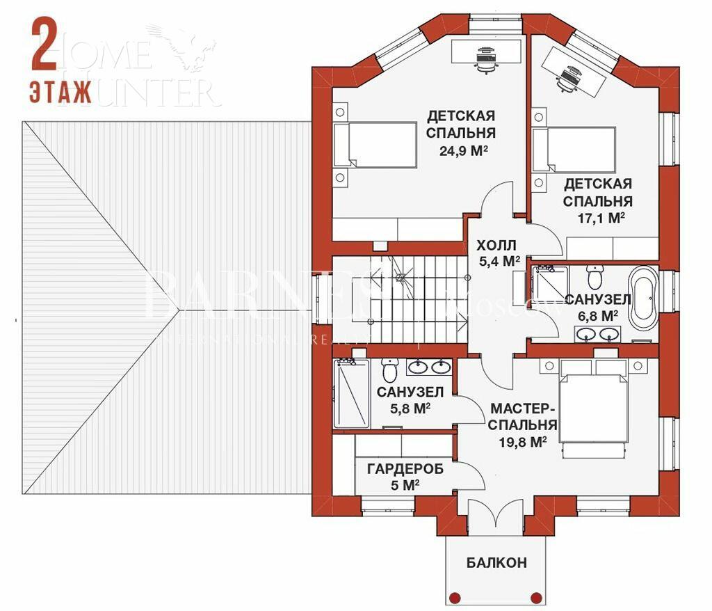 2-этажный коттедж 350 м² без отделки