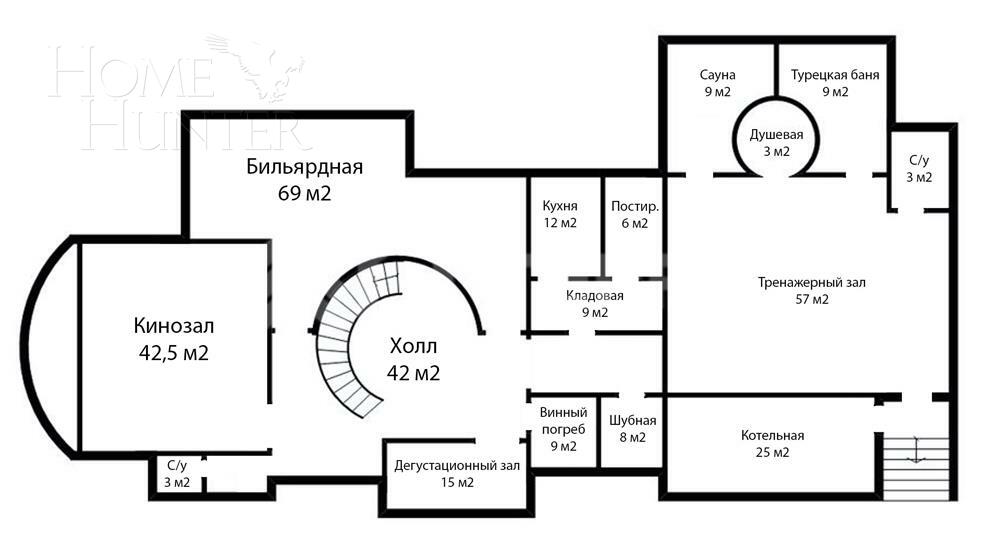 2-этажный коттедж 1 289 м² без отделки