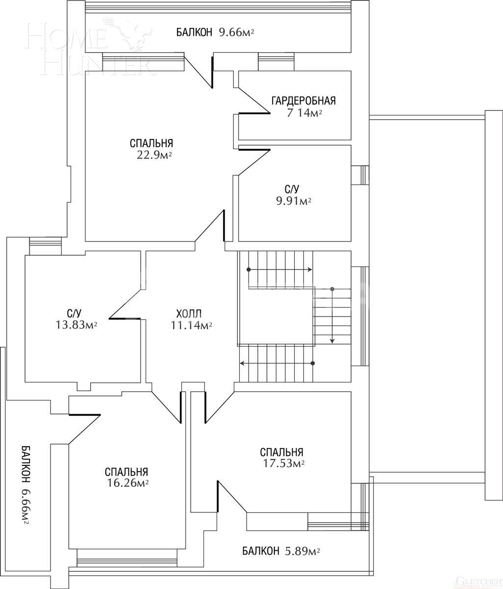 2-этажный коттедж 333 м² без отделки