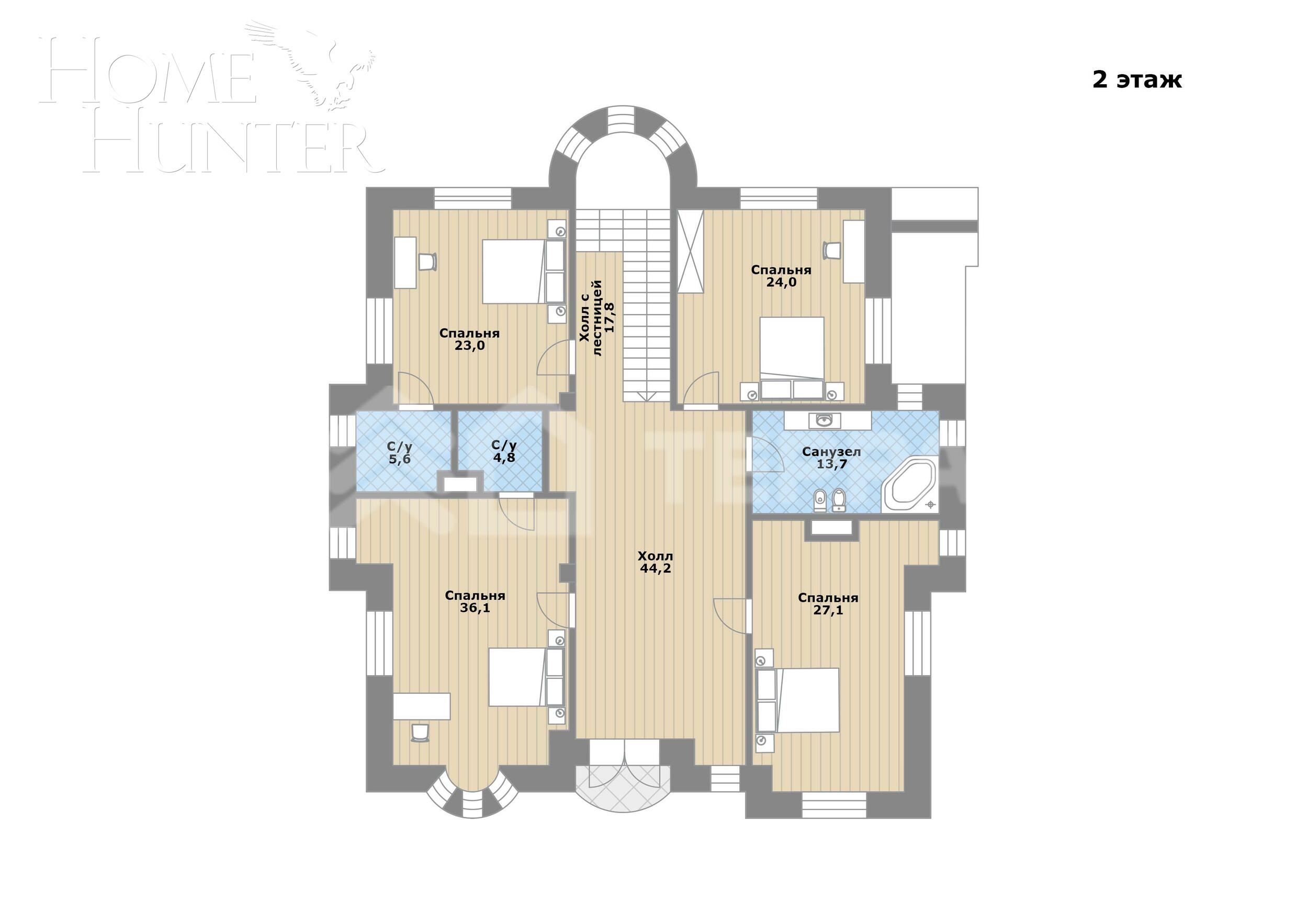 2-этажный коттедж 915 м² с отделкой