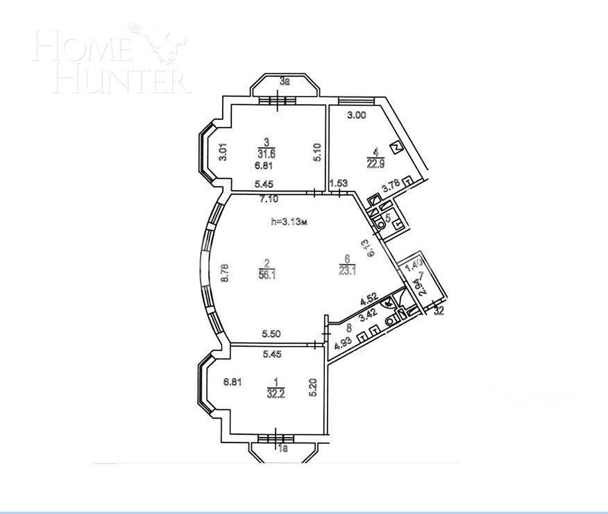 3-КОМН. КВАРТИРА БЕЗ ОТДЕЛКИ 182 М² НА 5 ЭТАЖЕ