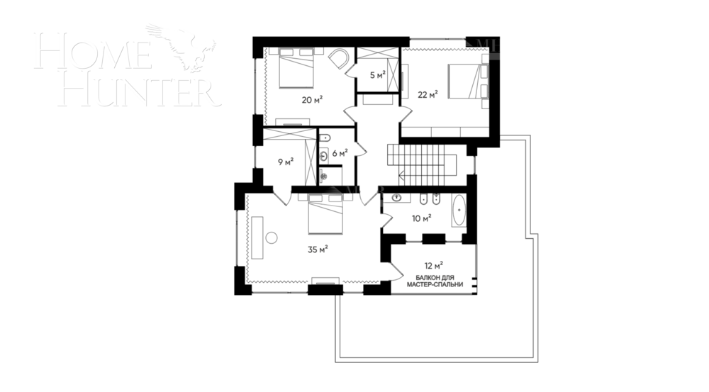 2-этажный коттедж 297.62 м² без отделки