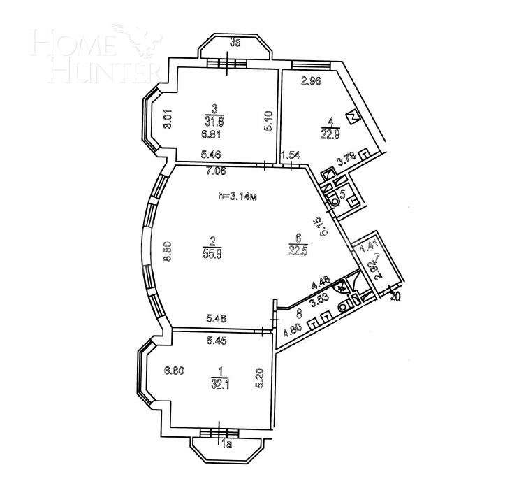 3-КОМН. КВАРТИРА БЕЗ ОТДЕЛКИ 181 М² НА 6 ЭТАЖЕ