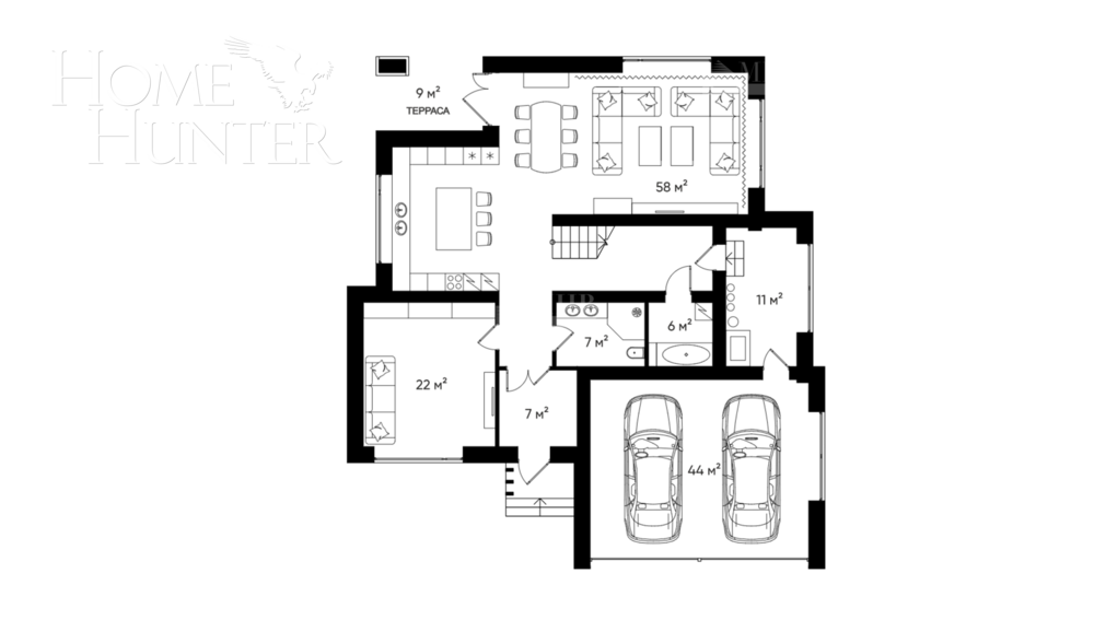 2-этажный коттедж 297.62 м² без отделки
