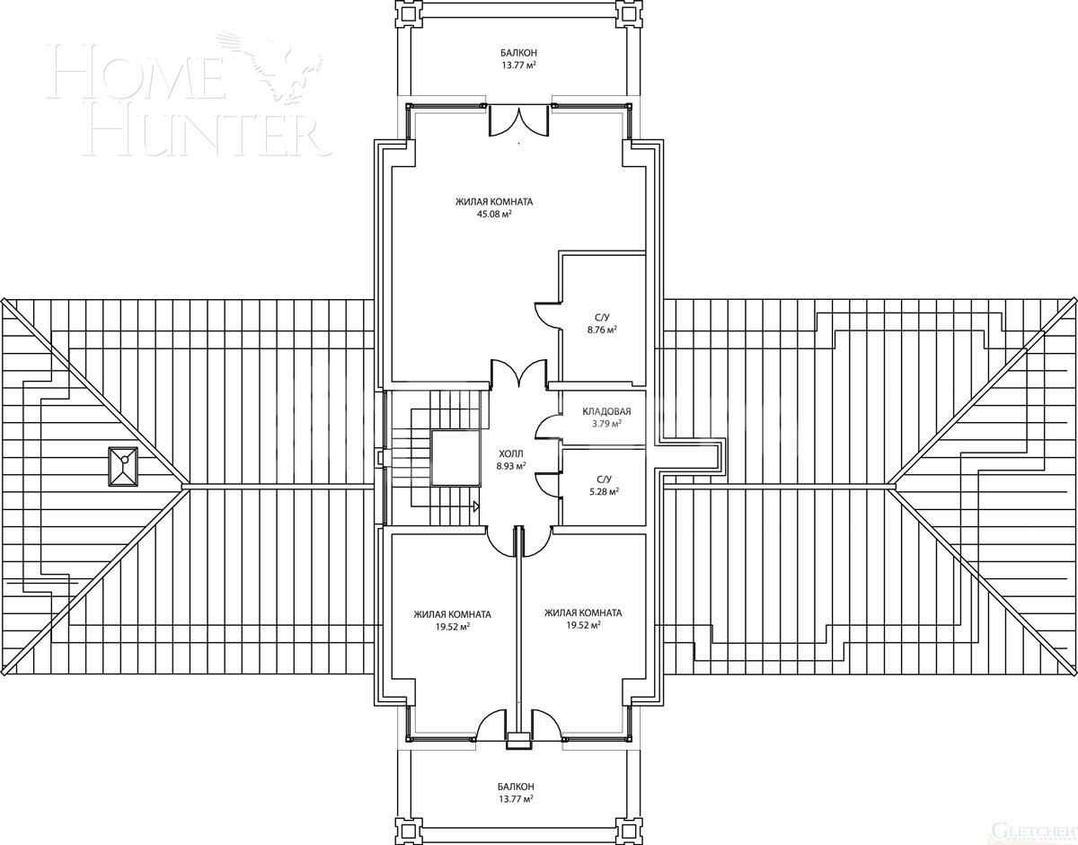 2-этажный коттедж 493 м² без отделки