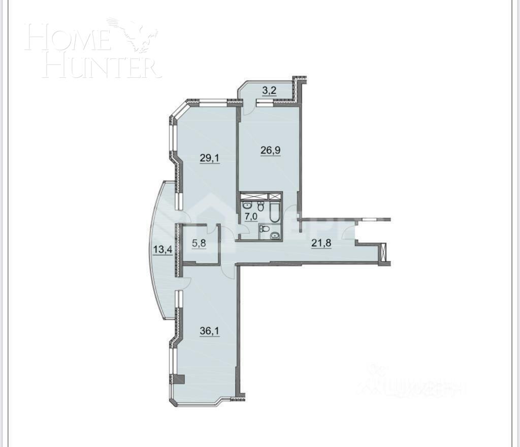 2-КОМН. КВАРТИРА БЕЗ ОТДЕЛКИ 135 М² НА 16 ЭТАЖЕ
