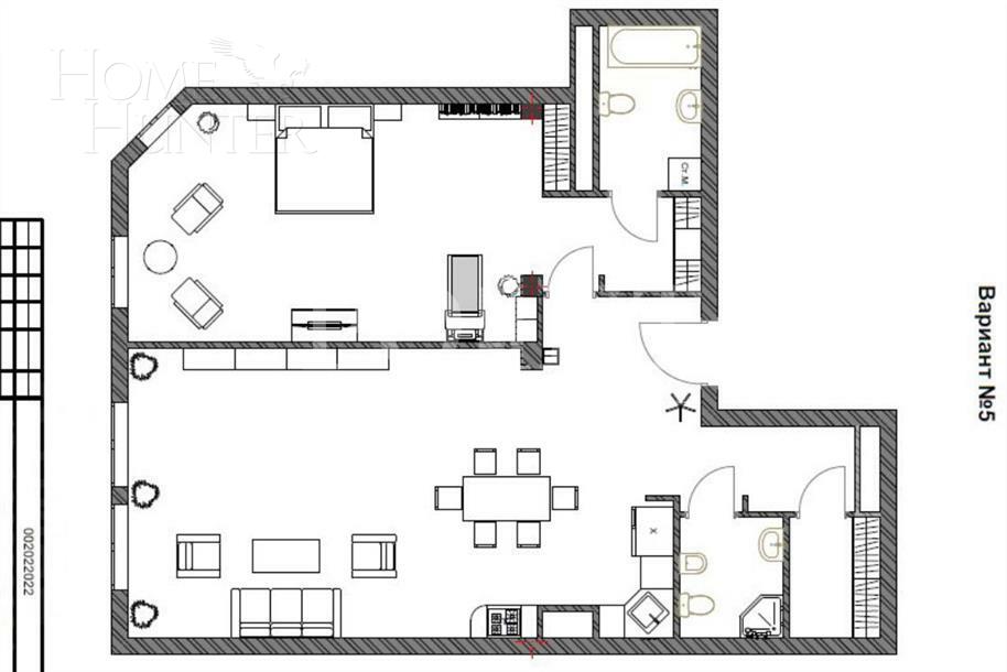 3-КОМН. АПАРТАМЕНТЫ БЕЗ ОТДЕЛКИ 118.8 М² НА 5 ЭТАЖЕ