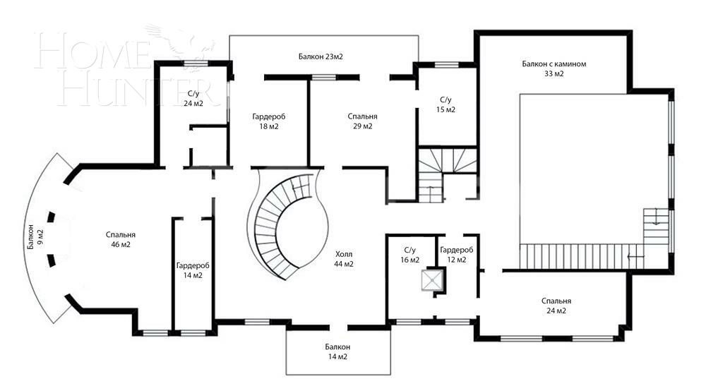 2-этажный коттедж 1 289 м² без отделки