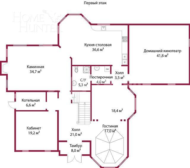 2-этажный коттедж 931 м² без отделки