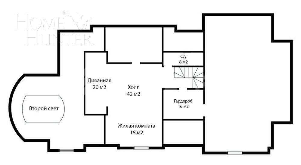 2-этажный коттедж 1 289 м² без отделки