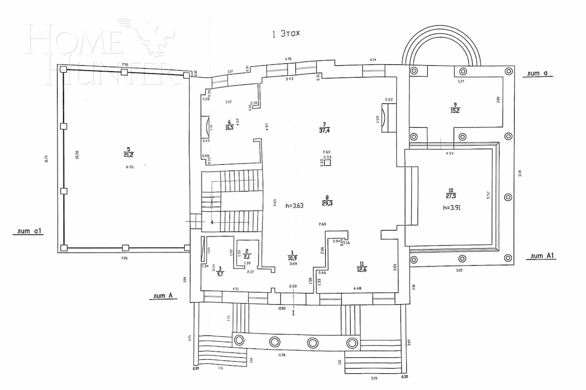 2-этажный коттедж 1 100 м² с отделкой