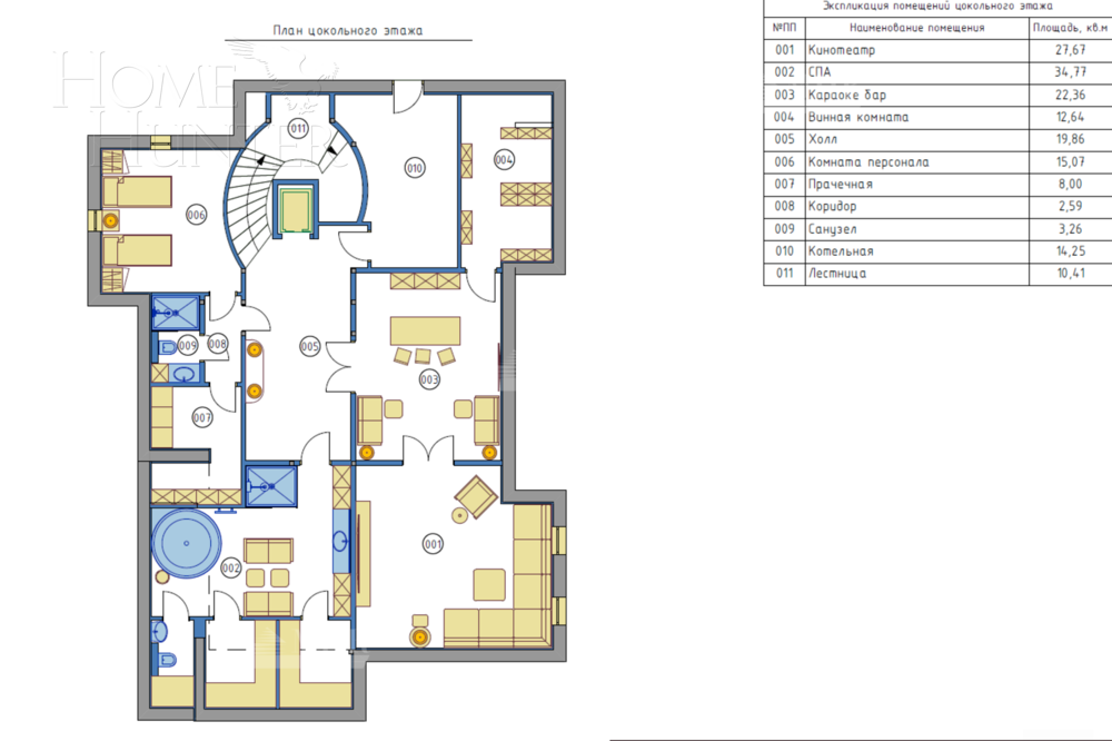3-этажный коттедж 697 м² с отделкой