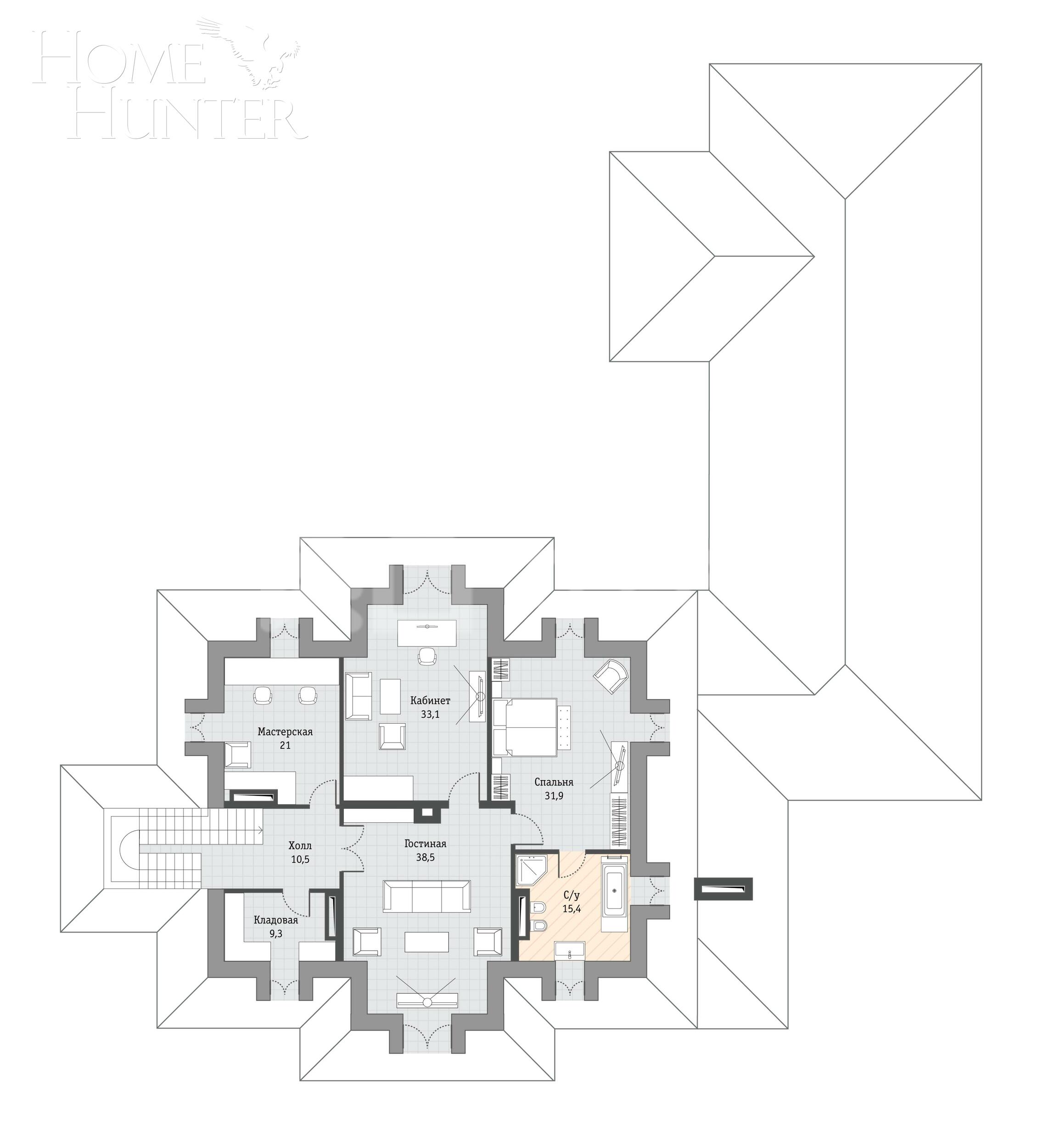 3-этажный коттедж 1 200 м² без отделки