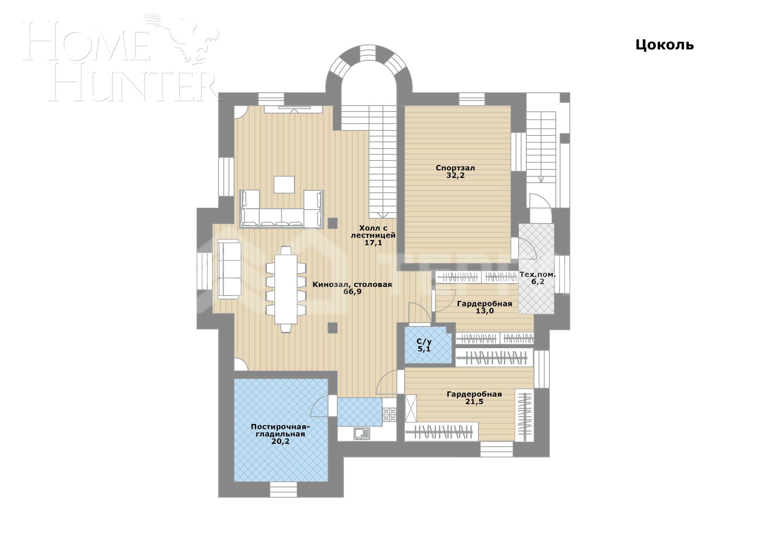 2-этажный коттедж 915 м² с отделкой