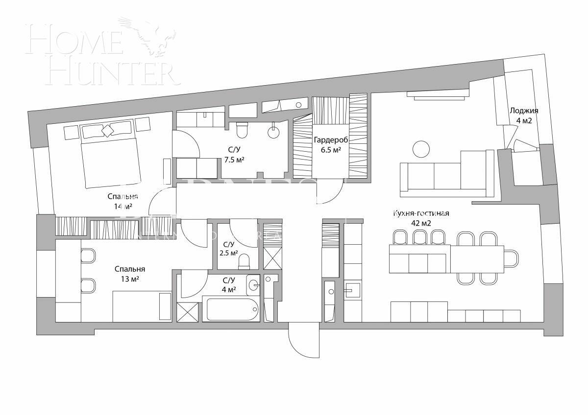 3-КОМН. КВАРТИРА С ОТДЕЛКОЙ 110 М² НА 22 ЭТАЖЕ