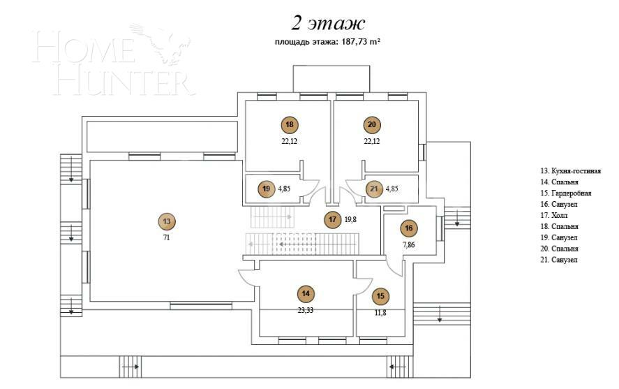2-этажный коттедж 432.9 м² без отделки