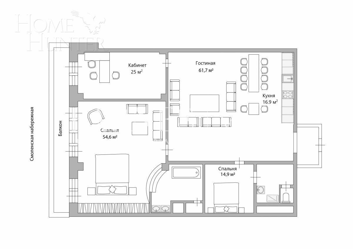 3-КОМН. КВАРТИРА С ОТДЕЛКОЙ 205 М² НА 10 ЭТАЖЕ