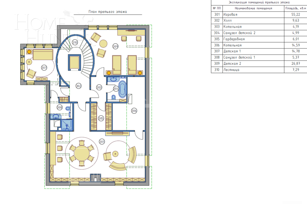 3-этажный коттедж 697 м² с отделкой
