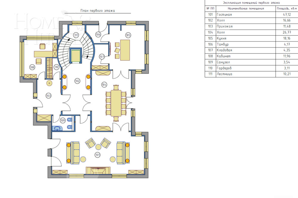 3-этажный коттедж 697 м² с отделкой