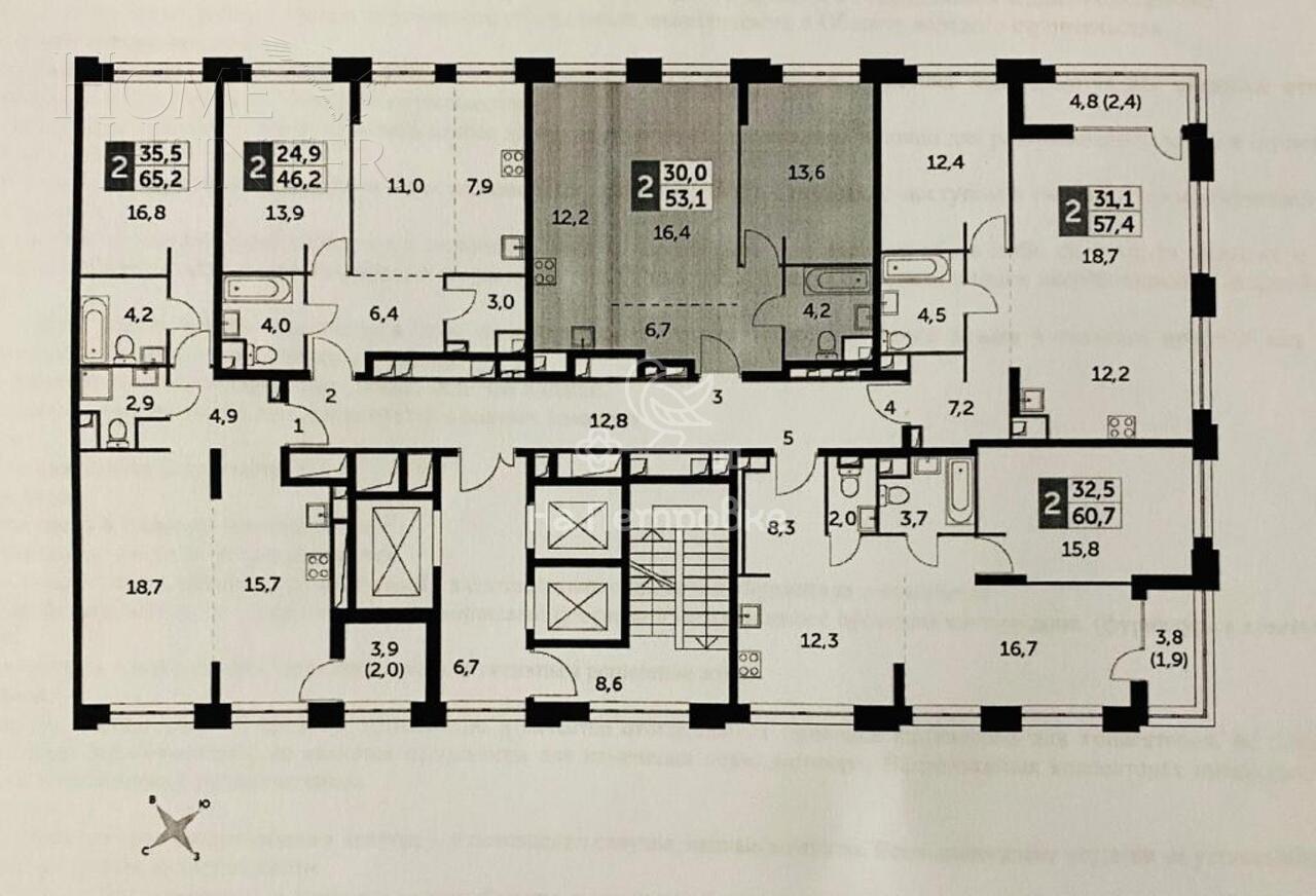 2-КОМН. КВАРТИРА С ОТДЕЛКОЙ 53.1 М² НА 20 ЭТАЖЕ