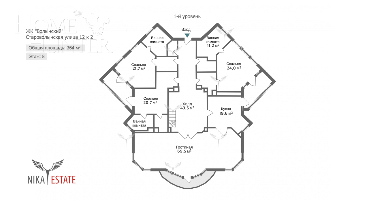 4-УРОВНЕВАЯ КВАРТИРА БЕЗ ОТДЕЛКИ 364 М² НА 10 ЭТАЖЕ