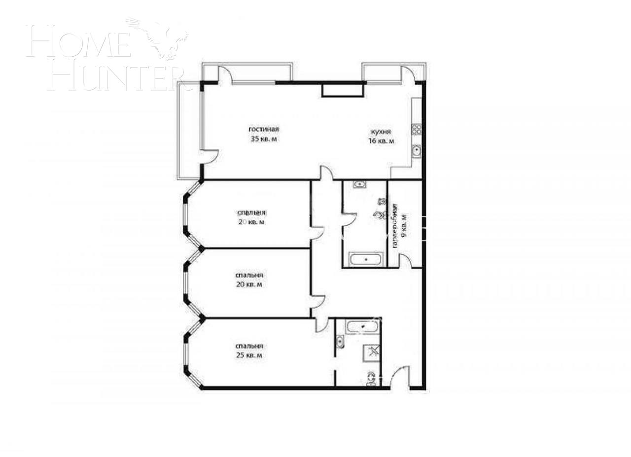 4-КОМН. КВАРТИРА С ОТДЕЛКОЙ 177.1 М² НА 32 ЭТАЖЕ