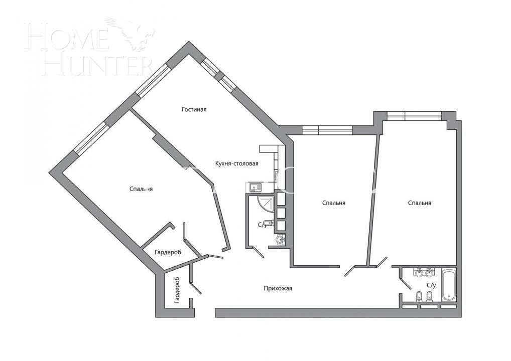 3-КОМН. КВАРТИРА БЕЗ ОТДЕЛКИ 149 М² НА 10 ЭТАЖЕ