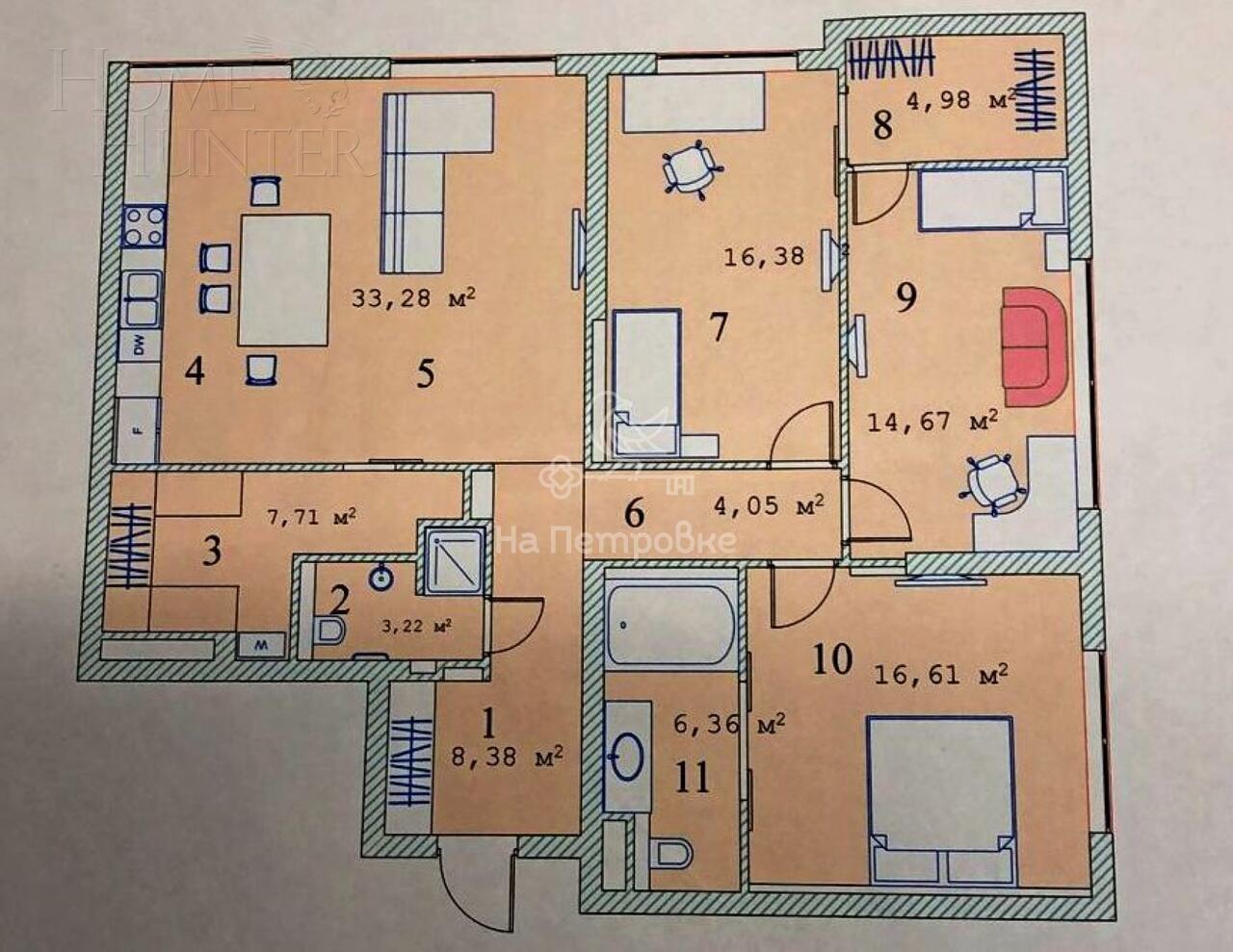 4-КОМН. КВАРТИРА С ОТДЕЛКОЙ 123.3 М² НА 37 ЭТАЖЕ