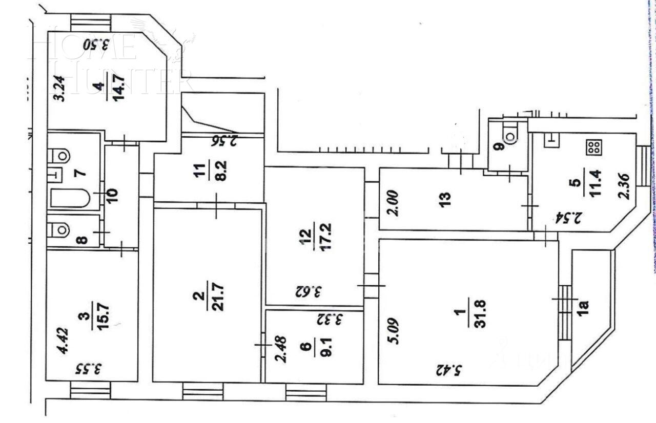 5-КОМН. КВАРТИРА С ОТДЕЛКОЙ 154.3 М² НА 3 ЭТАЖЕ