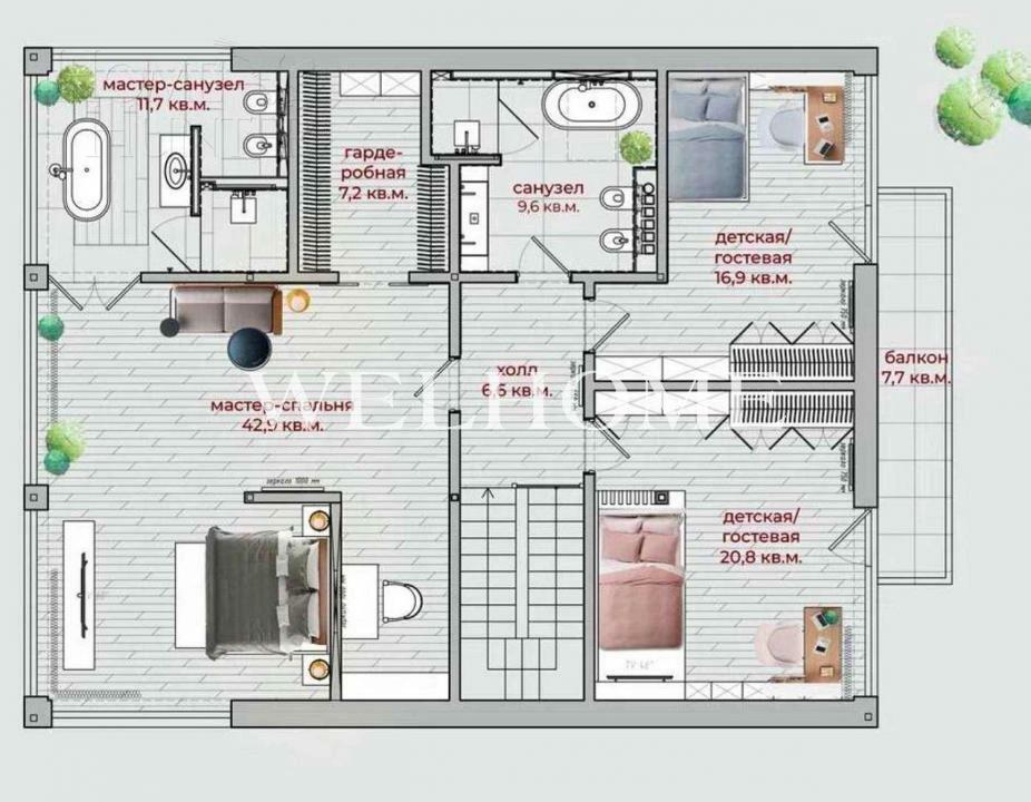 2-этажный коттедж 297 м² с отделкой