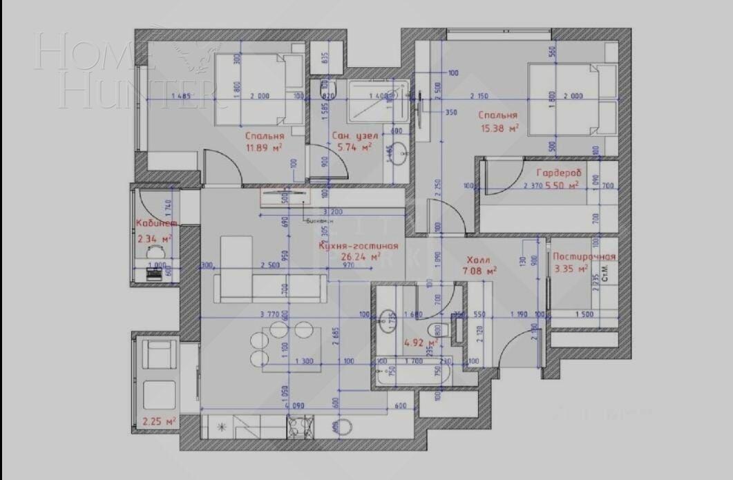 3-КОМН. КВАРТИРА С ОТДЕЛКОЙ 85 М² НА 15 ЭТАЖЕ