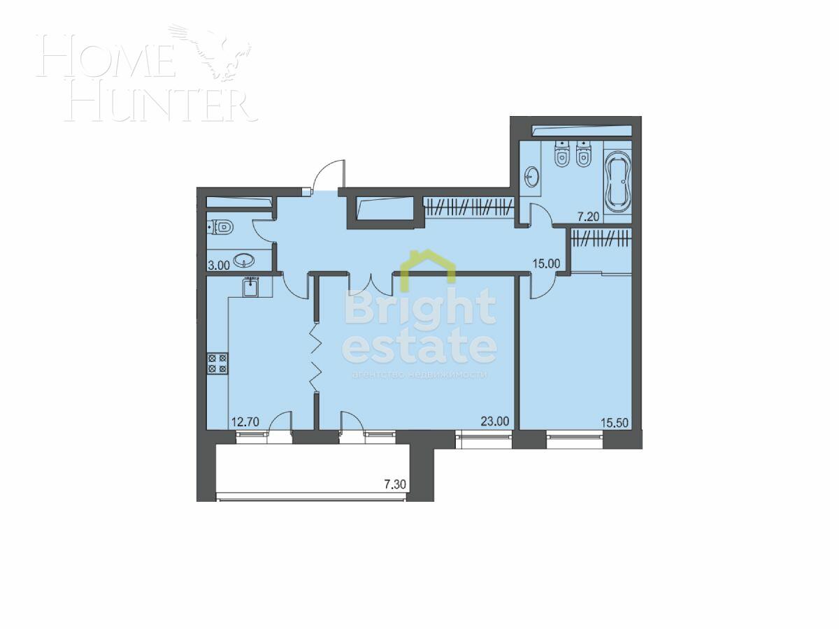 3-КОМН. КВАРТИРА С ОТДЕЛКОЙ 86 М² НА 6 ЭТАЖЕ
