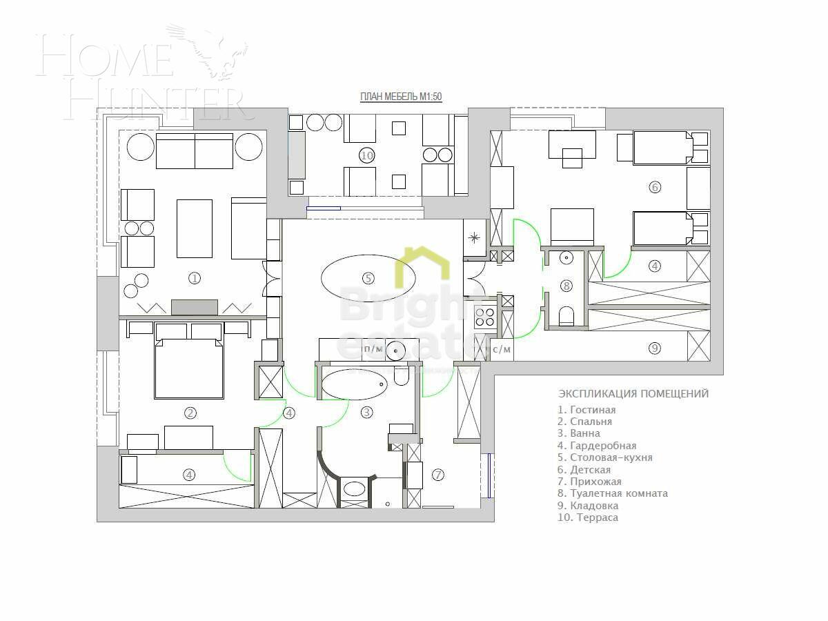 3-КОМН. КВАРТИРА БЕЗ ОТДЕЛКИ 112.9 М² НА 1 ЭТАЖЕ