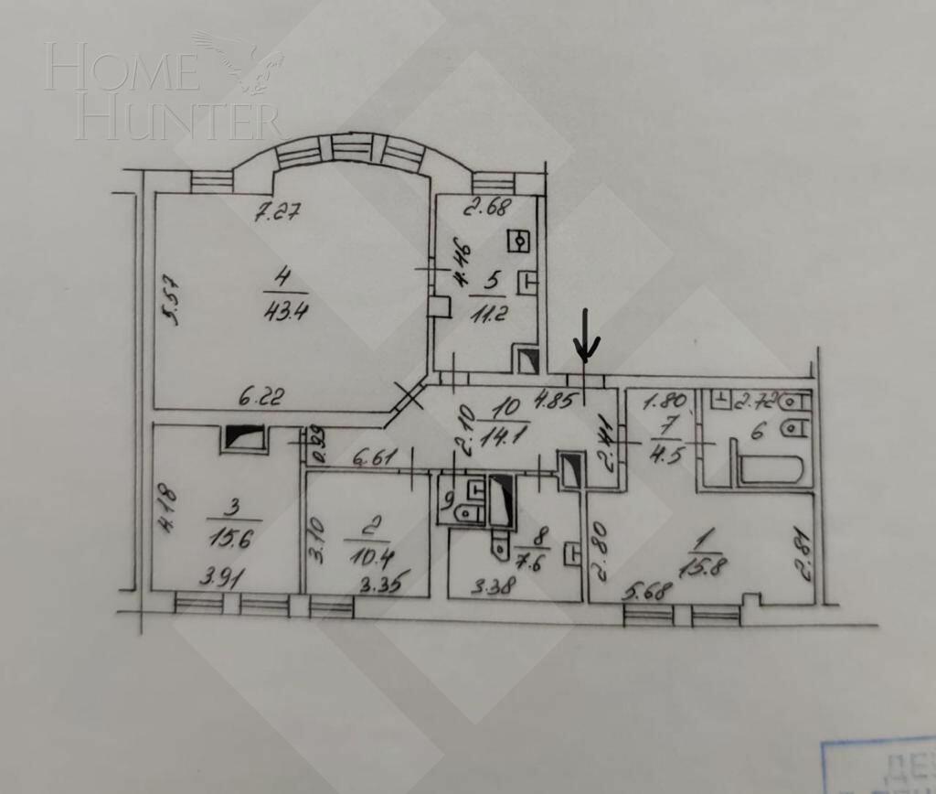 4-КОМН. КВАРТИРА С ОТДЕЛКОЙ 130.3 М² НА 5 ЭТАЖЕ