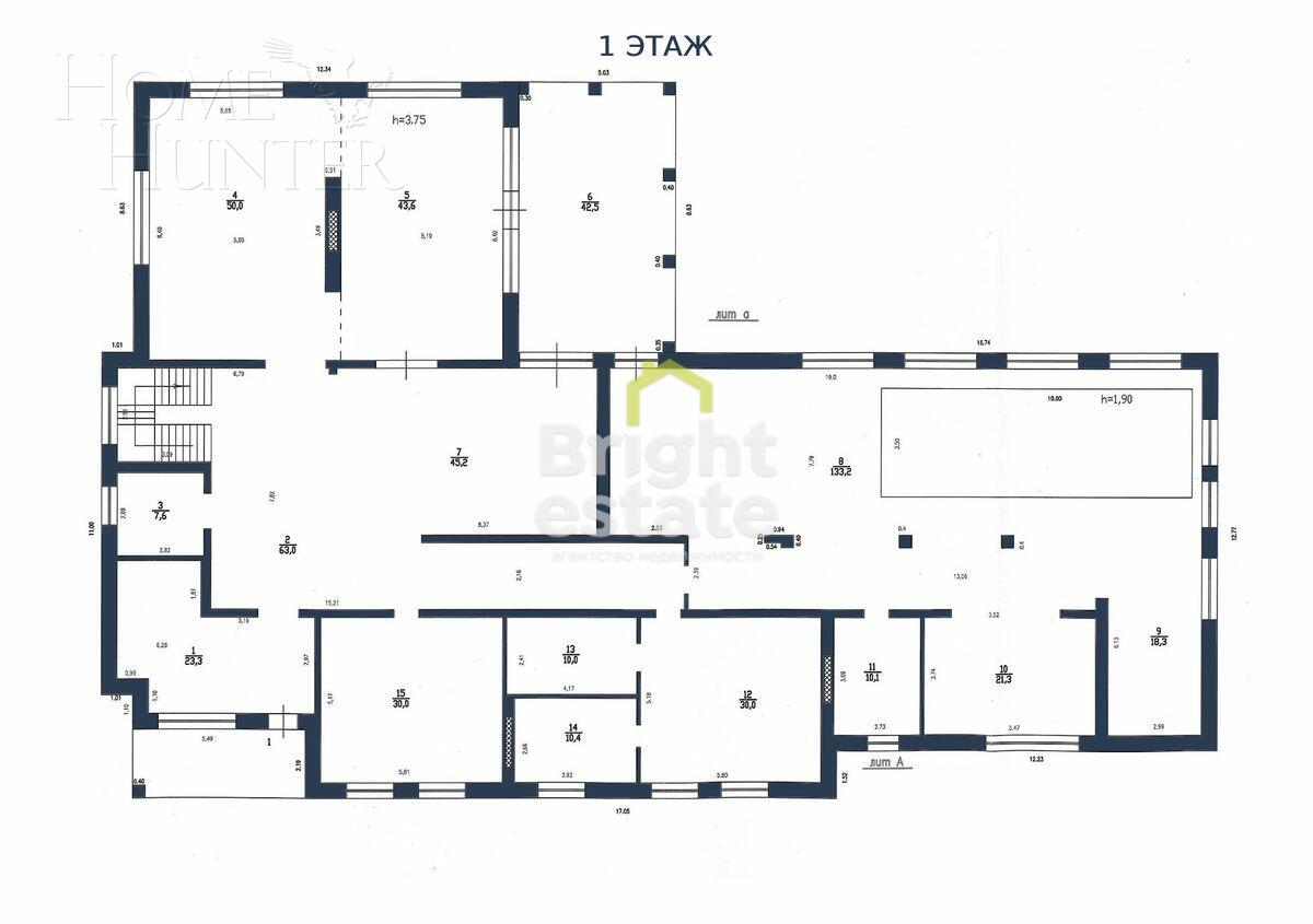 2-этажный коттедж 1 300 м² без отделки
