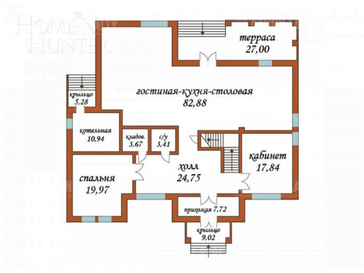 2-этажный коттедж 495 м² без отделки