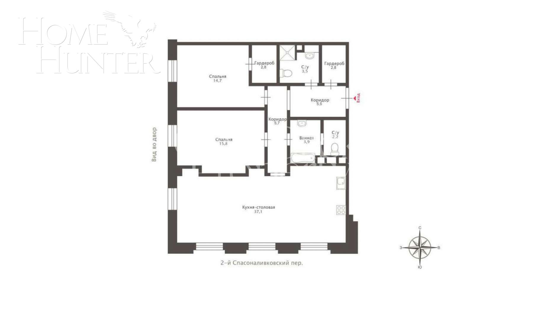 3-КОМН. КВАРТИРА БЕЗ ОТДЕЛКИ 96 М² НА 4 ЭТАЖЕ