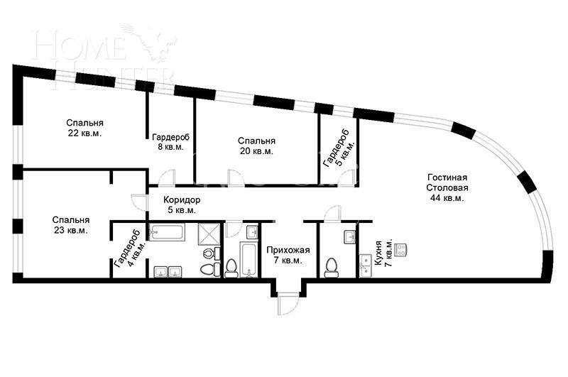 5-КОМН. КВАРТИРА БЕЗ ОТДЕЛКИ 173 М² НА 3 ЭТАЖЕ