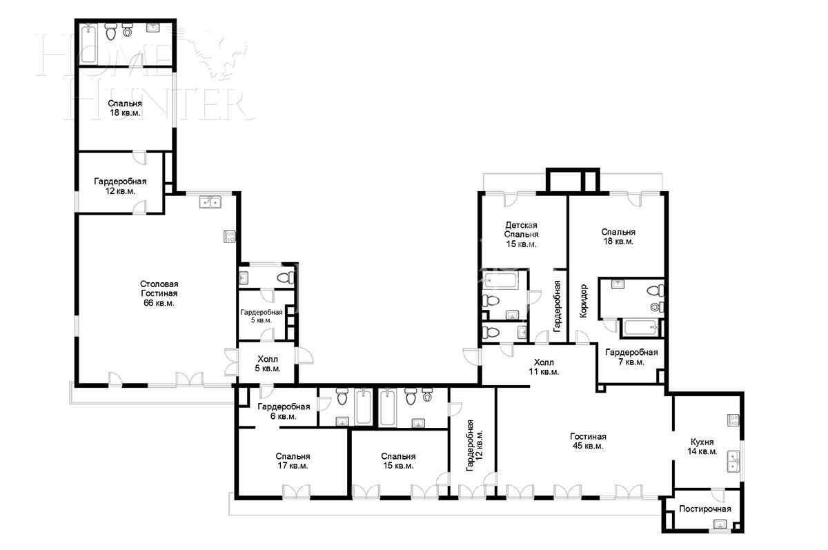 2-УРОВНЕВЫЕ АПАРТАМЕНТЫ С ОТДЕЛКОЙ 193.9 М² НА 5 ЭТАЖЕ