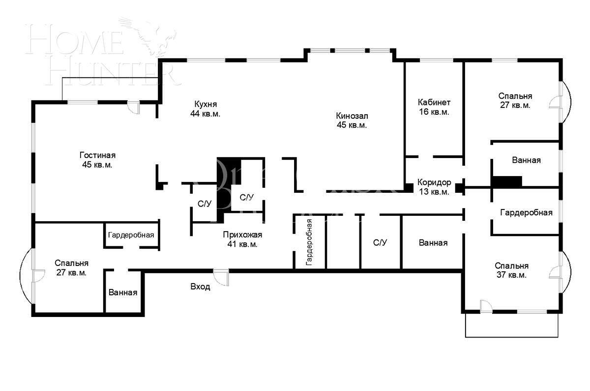 6-КОМН. КВАРТИРА БЕЗ ОТДЕЛКИ 366 М² НА 4 ЭТАЖЕ