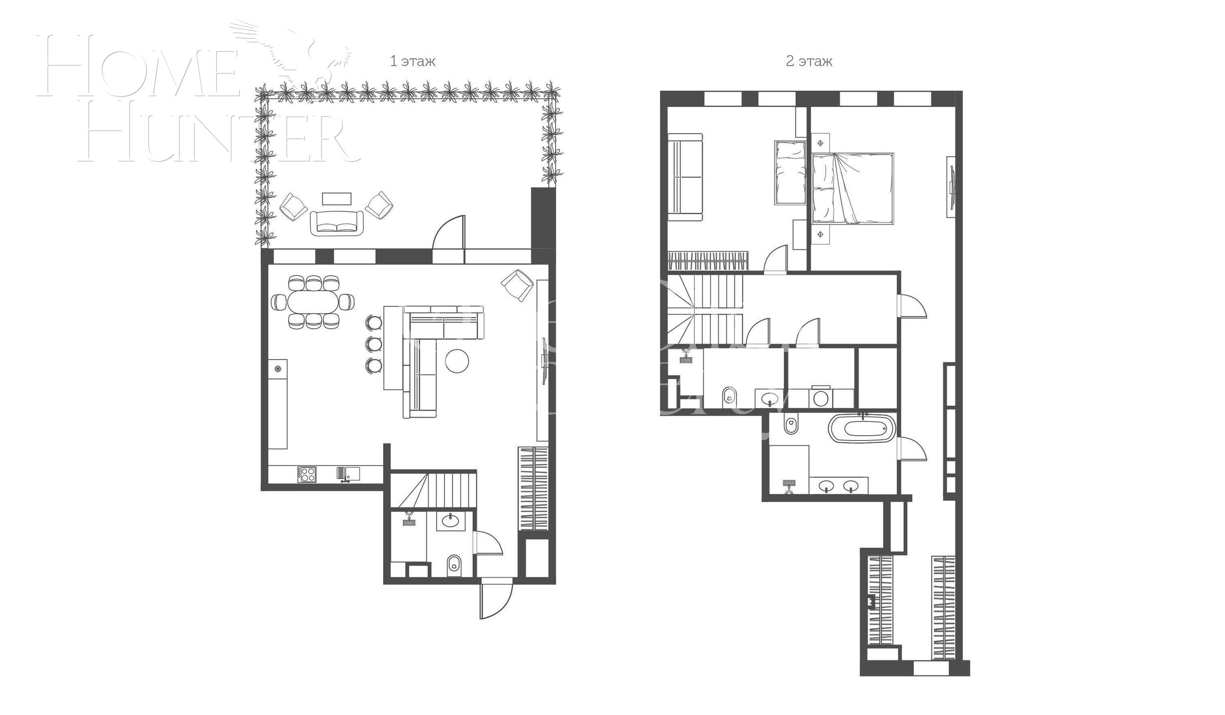 2-УРОВНЕВЫЙ ТАУНХАУС С ОТДЕЛКОЙ 173.8 М² НА 2 ЭТАЖЕ