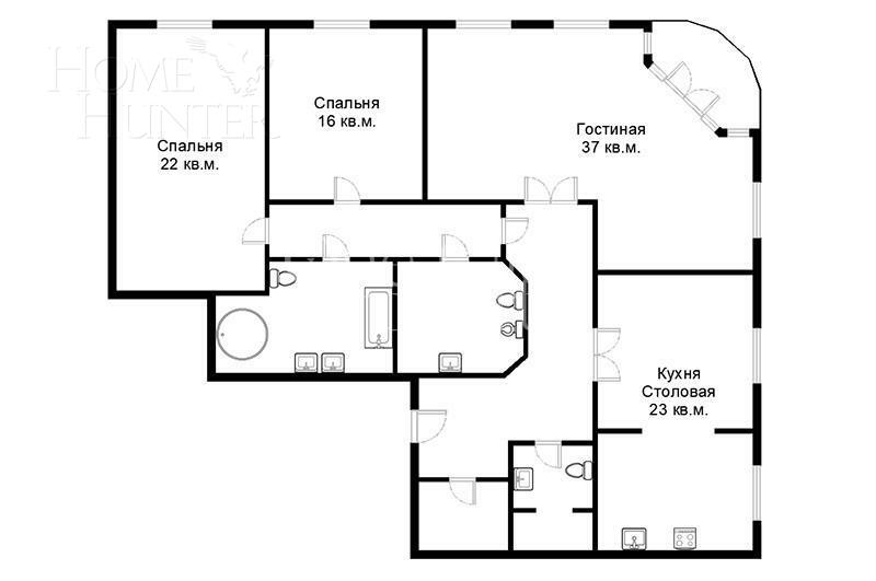 3-КОМН. КВАРТИРА С ОТДЕЛКОЙ 153 М² НА 4 ЭТАЖЕ