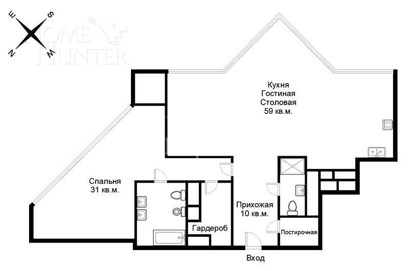 2-КОМН. АПАРТАМЕНТЫ С ОТДЕЛКОЙ 120.4 М² НА 51 ЭТАЖЕ