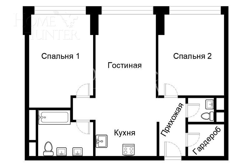 3-КОМН. КВАРТИРА БЕЗ ОТДЕЛКИ 79 М² НА 40 ЭТАЖЕ