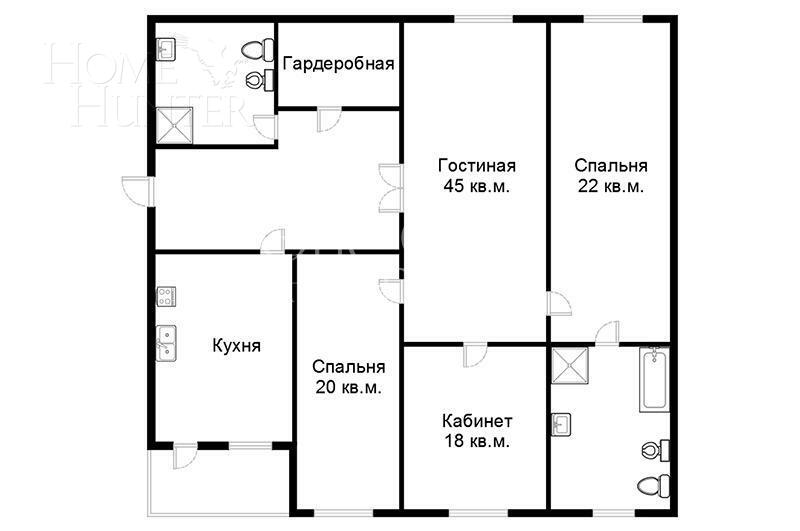 4-КОМН. КВАРТИРА С ОТДЕЛКОЙ 180 М² НА 2 ЭТАЖЕ