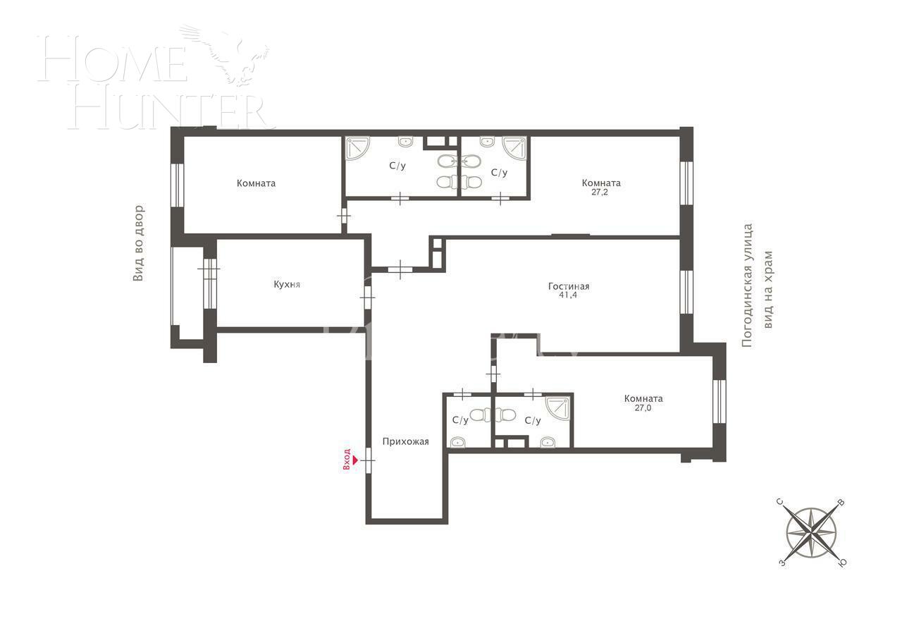 4-КОМН. КВАРТИРА С ОТДЕЛКОЙ 202 М² НА 4 ЭТАЖЕ